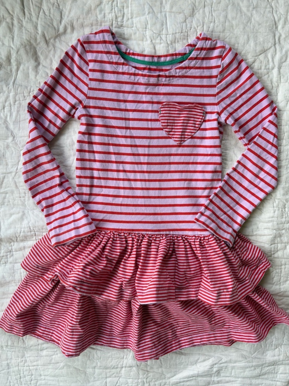 Mini Boden Ruffle skirt dress with Heart Pocket, 5-6y